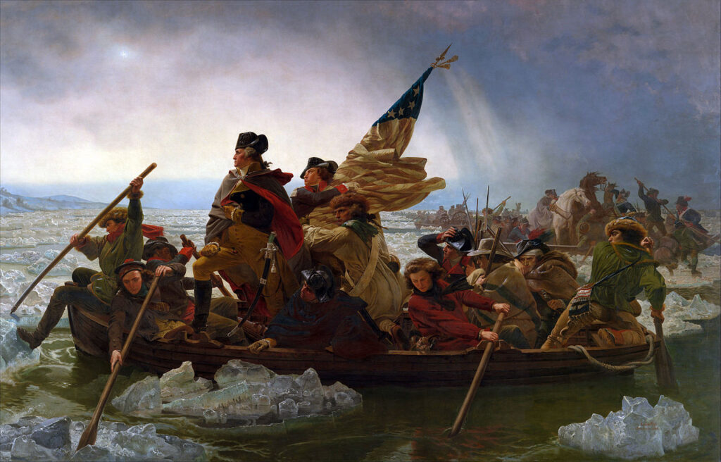 George Washington crossing the Delaware is an image of a man looking forwards.  Much like George Washington, we must always look forwards to overcome investment regret.
